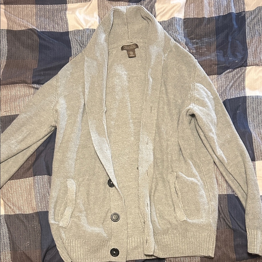 Classic Gray Shawl Collar Cardigan